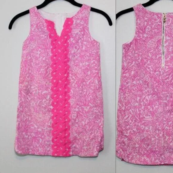 Lilly Pulitzer For Target Textured Shift Dress Pink Girl's Size 6 6X H13611 - Picture 9 of 11